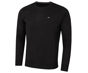 Calvin Klein Uomo Maglione da Golf Girocollo Comfort Durevole - Nero - M
