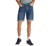 Calvin Klein Jeans - Shorts slim in denim lavaggio scuro con risvolto-Blu 30
