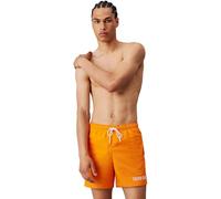 Calvin Klein Uomo Pantaloncino da Bagno Medium Drawstring Print Lunghezza Media, Arancione (Ip Water Reactive AOP), XL