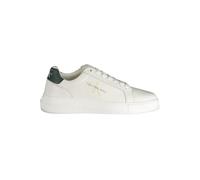 Calvin Klein Uomo Sneakers con Suola Preformata Chunky in Pelle, Multicolore (Bright White/Green Palm), 44