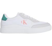 Calvin Klein Uomo Sneakers con Suola Preformata Classic Nylon Mix con Logo, Bianco (Bright White/Wild Green/Tigerilily), 44