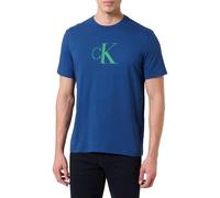 Calvin Klein Uomo T-Shirt Maniche Corte Center Monogram Classic in Cotone, Blu (Blue Jean), M
