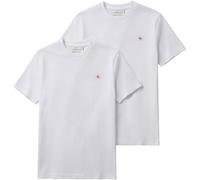 Calvin Klein Uomo T-Shirt Maniche Corte Confezione da 2 Badge in Cotone, Bianco (Bright White/Bright White), M