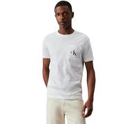 Calvin Klein Uomo T-Shirt Maniche Corte Core Monologo Scollo Rotondo, Bianco (Bright White), L