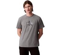 Calvin Klein Uomo T-Shirt Maniche Corte Monologo Tee in Cotone, Grigio (Med Grey Htr), XL