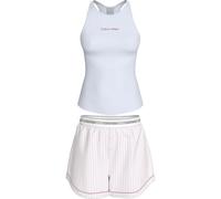 Calvin Klein V Day Tank Short Set LV00QS7580 Set, Bianco (Classic Wht W Echo Stripe Classic), S, Bianco (Classic Wht W Echo Stripe Classic), S
