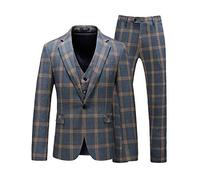 CALVINSUIT Uomo Abiti da Uomo a Quadri 3 Pezzi Abiti da Smoking Slim Fit Doppio Petto