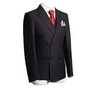 CALVINSUIT Uomo Completo da Uomo gessato 3 Pezzi Completo Slim Fit Doppio Petto Giacca Pantaloni Gilet