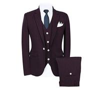 CALVINSUIT Uomo Tuxedo da Uomo 3 Pezzi con Striature e Risvolto