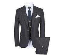 CALVINSUIT Uomo Tuxedo da Uomo 3 Pezzi con Striature e Risvolto