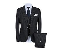 CALVINSUIT Uomo Tuxedo da Uomo 3 Pezzi con Striature e Risvolto