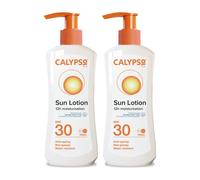 Calypso Lozione solare SPF30 - Multipack 2 × 200 ml - Idratante 24 ore, protezione solare resistente all'acqua, anti invecchiamento, alta protezione solare UVA e UVB