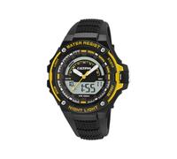 Calypso Orologio Digitale Analogico Uomo Gomma Nera - Quarzo, 10 ATM, Data, Cronografo, Doppio Fuso, Luce, Allarme, 12/24 h - K5768/4 Flash Time