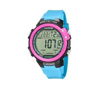Calypso Orologio Digitale Uomo - Gomma Blu - Impermeabile 10 ATM - Data e Calendario, Cronografo, Doppio Fuso Orario, Luce, Allarme, 12/24 Ore - K5817/1 Color Splash