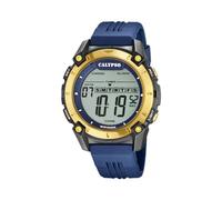 Calypso Orologio Digitale Uomo K5814/2 Quarzo - Resistente all'Acqua 10 ATM Data e Calendario, Cronografo, Doppio Fuso Orario, Luce, Allarme, 12 e 24 Ore - Cinturino in Gomma Blu - Flash Time