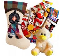 Calza Befana 29 Cm - Mix di Cioccolato e Caramelle - Kinder, Haribo + Peluche