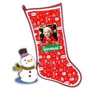 Calza Befana Personalizzata - Calza Epifania Personalizzabile con Foto e Testo - Idea Regalo Unica per Bambini e Adulti (Personalizzabile Solo Fronte, Poliestere 50 cm)