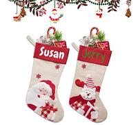 Calza Befana Personalizzata con Nome Calze Natalizie da Appendere Grande Calze Befana Personalizzate Set di 2 Calza Natalizia da Personalizzare per Albero del Camino e Sacchetto di Caramelle