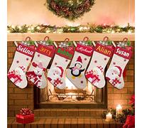 Calza Befana Personalizzata con Nome Calze Natalizie da Appendere Grande Calze Befana Personalizzate Set di 6 Calza Natalizia da Personalizzare per Albero del Camino e Sacchetto di Caramelle