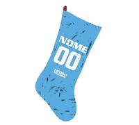 Calza Befana Personalizzata con Nome e Numero Tifoso Calcio Full Print Dimensione 46x24 con Risvolto e appendono Materiale Pile Fronte E Policotone Retro (Tifoso Napoli)