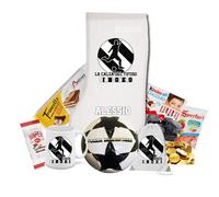 Calza della befana del tifoso Bianconero perrsonalizzabile con nome + tazza ceramica + pallone + sacca in nylon Bianconeri + dolciumi vari idea regalo per befana epifania