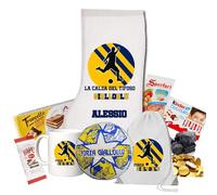 Calza della befana del tifoso Gialloblu Parma personalizzabile con nome + tazza ceramica + pallone + sacca in nylon + dolciumi vari idea regalo per befana epifania