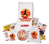 Calza della befana del tifoso Giallorosso perrsonalizzabile con nome + tazza ceramica + pallone + sacca in nylon Forza Giallorossi + dolciumi vari idea regalo per befana epifania