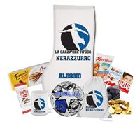 Calza della befana del tifoso Nerazzurro personalizzabile con nome + tazza ceramica + pallone + sacca in nylon Nerazzurri + dolciumi vari idea regalo per befana epifania