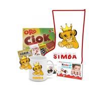 Calza della befana Personalizzabile Con Tazza e Portachiavi personaggio a scelta Dolciumi cioccolato carbone regalo bambini Natale epifania (Simba re Leone)