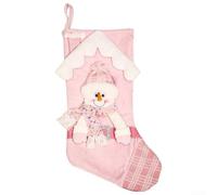 Calza di Babbo Natale da appendere con ampio spazio per riempire sorprese, materiale in tessuto per una maggiore durata, decorazione per camino o caminetto (E-W85)
