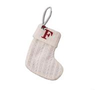Calza di Natale con fiocco di neve dell'alfabeto lavorata a maglia da utilizzare come decorazione per albero di Natale e sacchetto per caramelle per creare ambienti festivi (F)