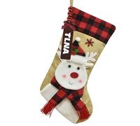 Calza di Natale con Nome Personalizzata - Grande Calza di Natale da Appendere come Calze Natalizie per Regali e Dolci. Decorazione per Camino, Albero di Natale e Celebrazioni Familiari (Renna)