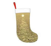 Calza di Natale da 17,7 pollici, alberi di Natale scintillanti dorati, calza di Natale da appendere al camino, decorazioni natalizie per la famiglia, decorazioni per feste durante le festività nata
