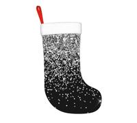 Calza di Natale da 17,7 pollici, argento, nero, glitter, scintillante, calza di Natale da appendere al camino, decorazioni natalizie per la famiglia, decorazioni per feste durante le festività nata
