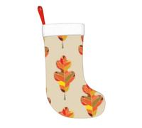 Calza di Natale da 17,7 pollici con foglie autunnali nei colori autunnali, motivo grafico, calza di Natale da appendere al camino, decorazioni natalizie per la famiglia, decorazioni per feste duran