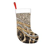 Calza di Natale da 17,7 pollici con stampa animalier finta leopardata, calza di Natale da appendere al camino, decorazioni natalizie per la famiglia, decorazioni per feste durante le festività nata