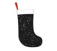 Calza di Natale da 17,7 pollici con stelle glitterate, argento e nero, calza di Natale da appendere al camino, decorazioni natalizie per la famiglia, decorazioni per feste durante le festività nata