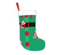 Calza di Natale da 17,7 pollici, fiocchi rossi verdi, invernali, Babbo Natale, vestito da elfo, calza di Natale da appendere al camino, decorazioni natalizie per la famiglia, decorazioni per feste