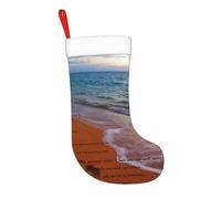 Calza di Natale da 17,7 pollici, poesia "Impronte nella sabbia", calza di Natale da appendere al camino, decorazioni natalizie per la famiglia, decorazioni per feste durante le festività natalizie