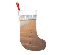 Calza di Natale da 17,7 pollici, poesia "Impronte nella sabbia", calza di Natale da appendere al camino, decorazioni natalizie per la famiglia, decorazioni per feste durante le festività natalizie