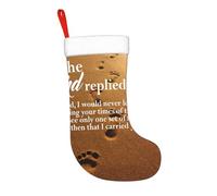 Calza di Natale da 17,7 pollici, poesia "Impronte nella sabbia", calza di Natale da appendere al camino, decorazioni natalizie per la famiglia, decorazioni per feste durante le festività natalizie