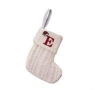 Calza di Natale lavorata a maglia con decorazione dell'alfabeto a forma di fiocco di neve e corda per appendere l'albero e porta caramelle da utilizzare per aggiungere allegria festiva (E)