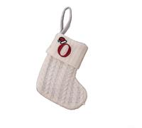 Calza di Natale lavorata a maglia con decorazione dell'alfabeto a forma di fiocco di neve e corda per appendere l'albero e porta caramelle da utilizzare per aggiungere allegria festiva (O)