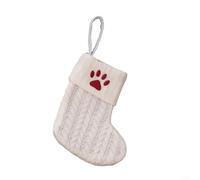 Calza di Natale lavorata a maglia con decorazione dell'alfabeto a forma di fiocco di neve e corda per appendere l'albero e porta caramelle da utilizzare per aggiungere allegria festiva (zampa di cane)