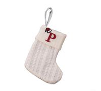 Calza di Natale lavorata a maglia con decorazione dell'alfabeto a forma di fiocco di neve e corda per appendere l'albero e porta caramelle da utilizzare per aggiungere allegria festiva (P)