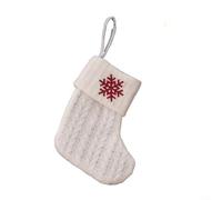 Calza di Natale lavorata a maglia con decorazione dell'alfabeto a forma di fiocco di neve e corda per appendere l'albero e porta caramelle da utilizzare per aggiungere allegria festiva (fiocco di neve