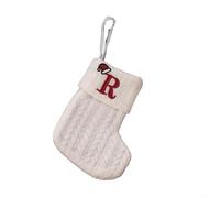 Calza di Natale lavorata a maglia con decorazione dell'alfabeto a forma di fiocco di neve e corda per appendere l'albero e porta caramelle da utilizzare per aggiungere allegria festiva (R)