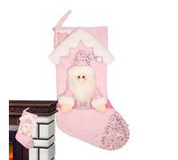 Calza di Natale rosa - Borsa per calze di Natale, sacchetto regalo di Babbo Natale | Cartoon Glitter Calze di Natale Decorazioni, Vigilia di Natale Natale