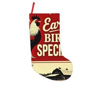 Calza di Natale stampata con il canto del gallo nella fattoria, 18 pollici, grande calza di Natale per bambini, decorazioni appese personalizzate per la famiglia, decorazioni e regali di Natale