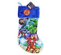 Calza di Natale Supereroi Blu con Polsino Morbido - Decorazione Natalizia da Appendere E Riempire con Dolci Sorprese E Regali 48cm